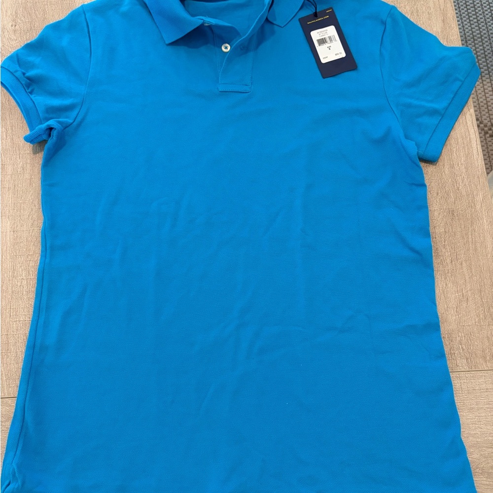 Ralph Lauren Short-Sleeve Golf Polo Top - Turquoise Blue